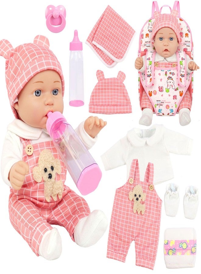 UNICORN ELEMENT 12" Baby Dolls with Backpack Carrier,12 Inch Baby Doll Accessories Cute Hat Pacifier Bottle Diaper Doll Playset for 3+ Year Old Kids - Image 1